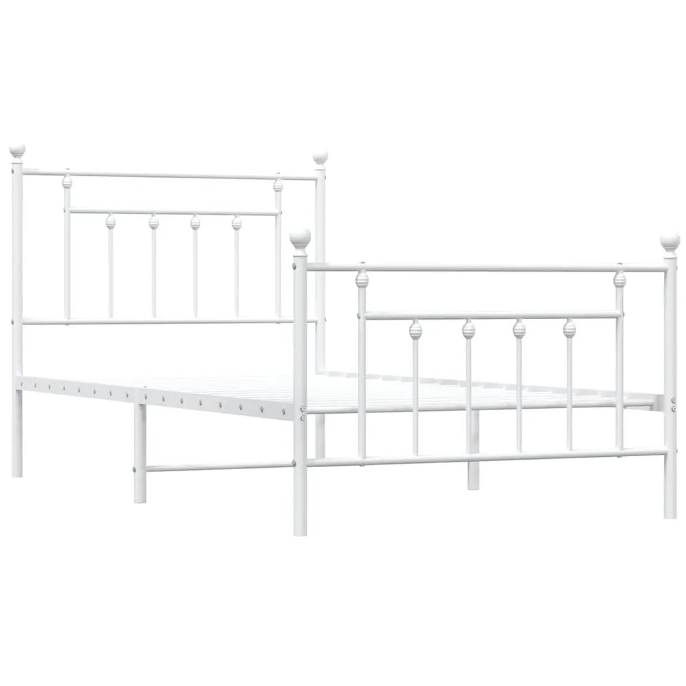 Estrutura de cama com cabeceira e pés 100x190 cm metálico branco