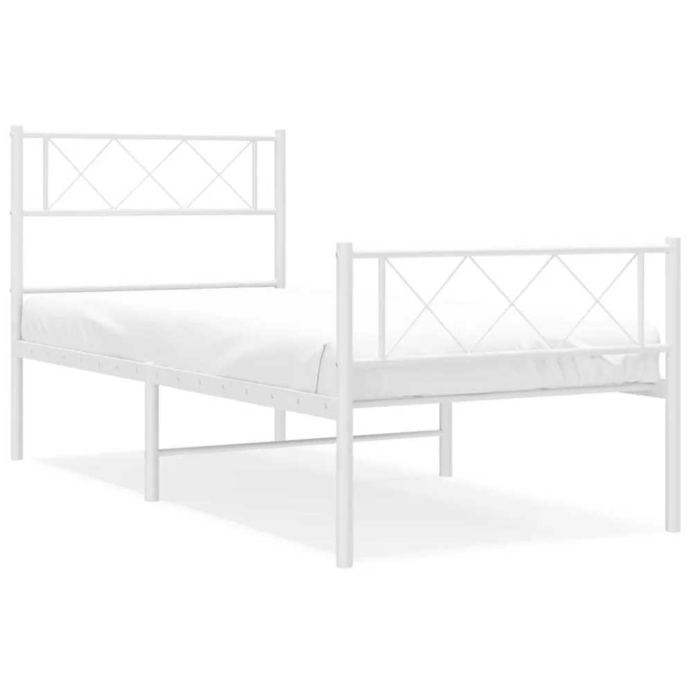 Estrutura de cama com cabeceira e pés 100x190 cm metálico branco