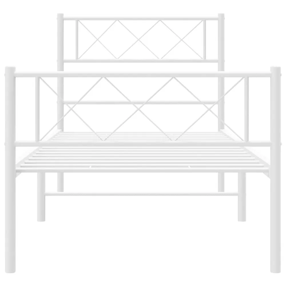 Estrutura de cama com cabeceira e pés 100x190 cm metálico branco