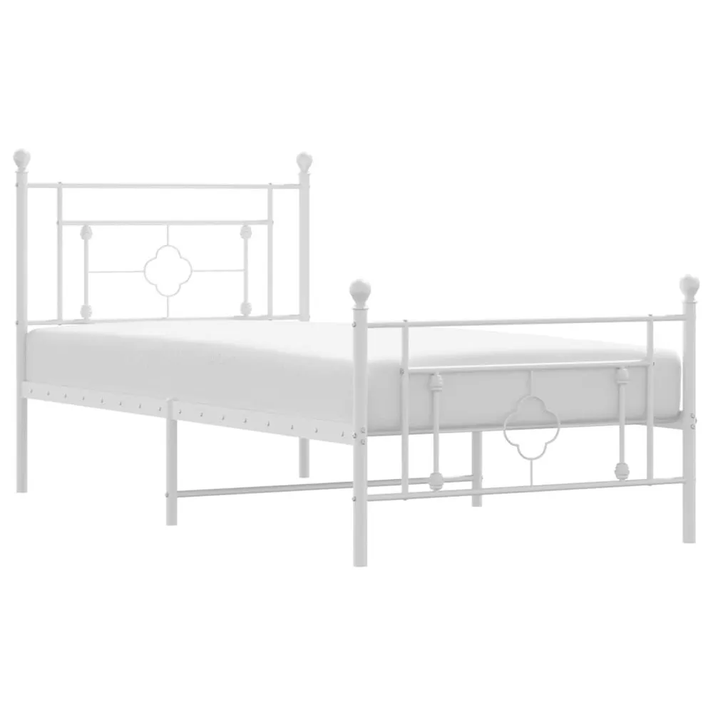 Estrutura de cama com cabeceira e pés 100x190 cm metálico branco