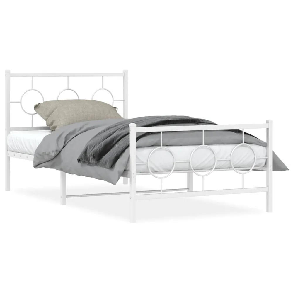 Estrutura de cama com cabeceira e pés 100x200 cm metálico branco