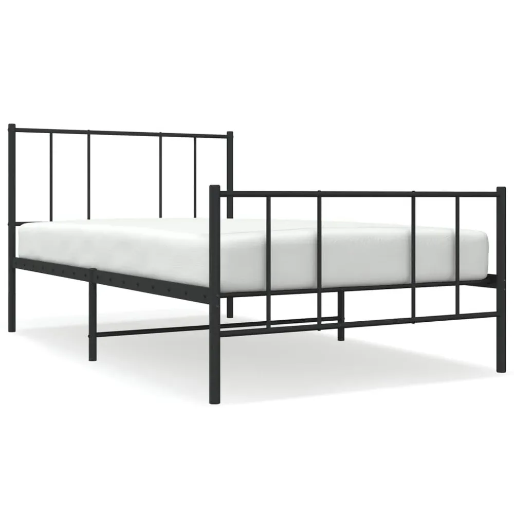 Estrutura de cama com cabeceira e pés 100x200 cm metálico preto