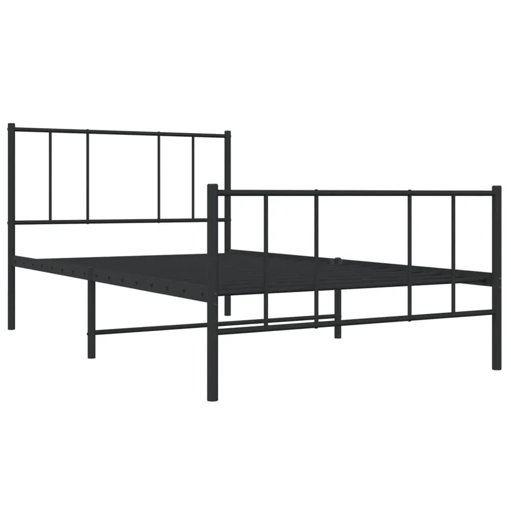 Estrutura de cama com cabeceira e pés 100x200 cm metálico preto