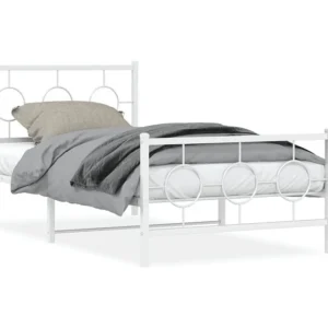 Estrutura de cama com cabeceira e pés 100x200 cm metálico branco
