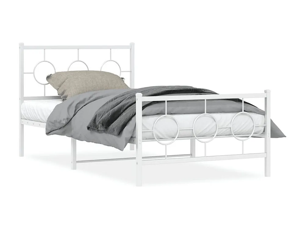 Estrutura de cama com cabeceira e pés 100x200 cm metálico branco