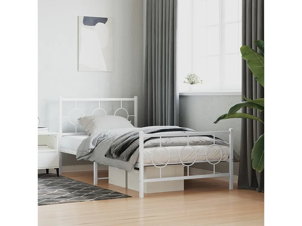 Estrutura de cama com cabeceira e pés 100x200 cm metálico branco