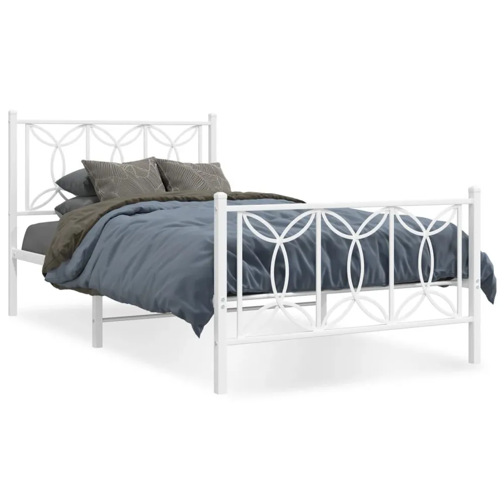 Estrutura de cama com cabeceira e pés 100x200 cm metálico branco