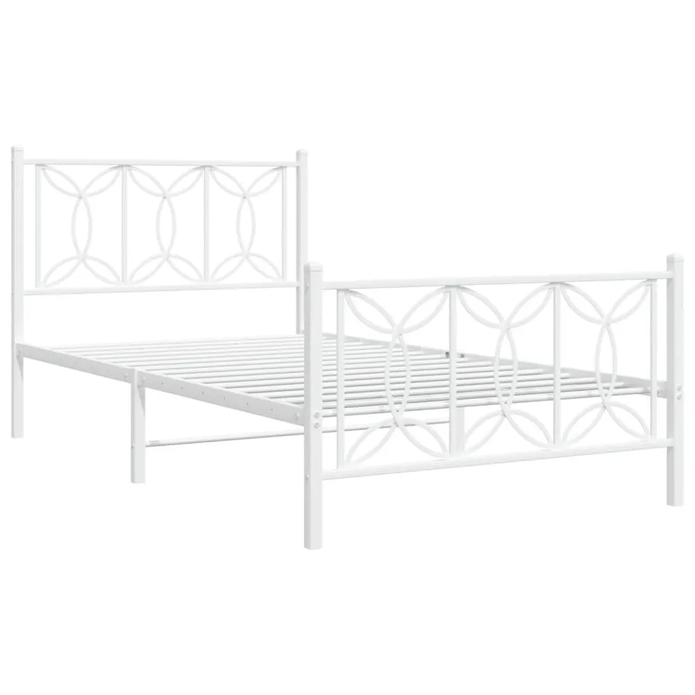Estrutura de cama com cabeceira e pés 100x200 cm metálico branco