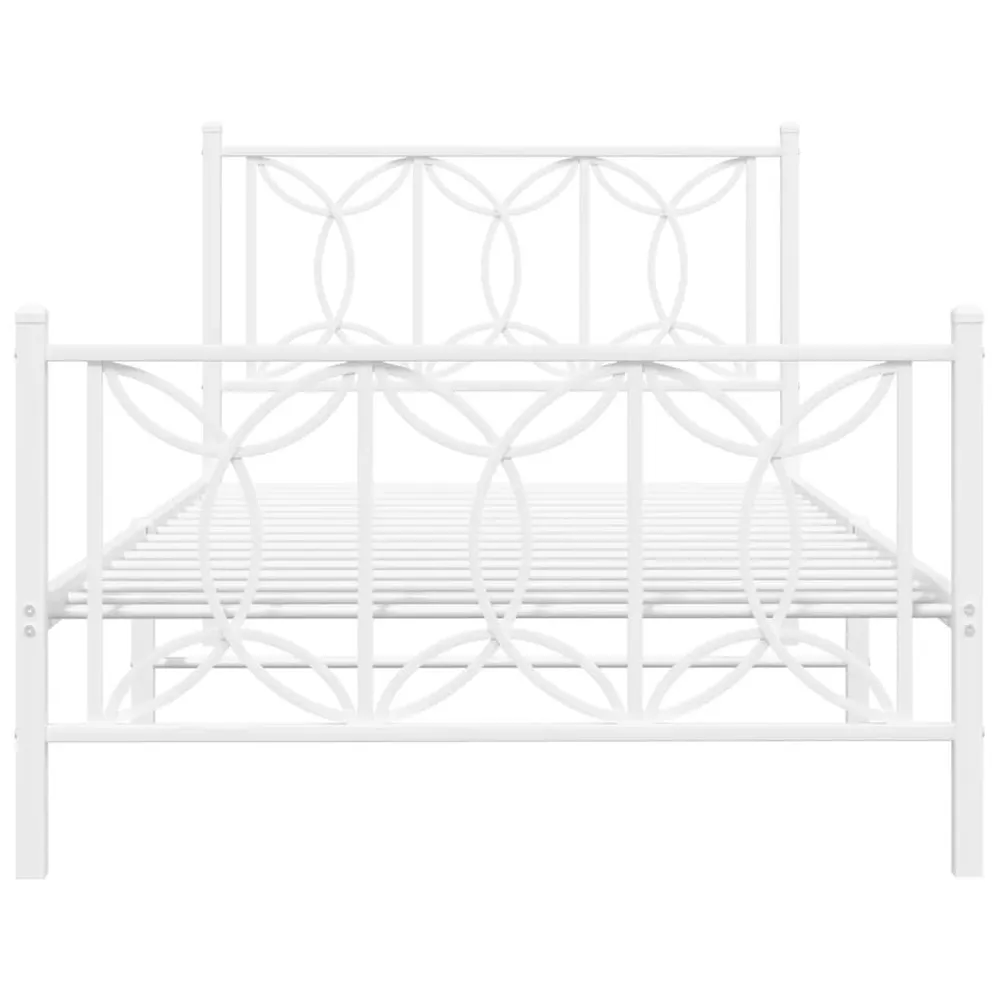 Estrutura de cama com cabeceira e pés 100x200 cm metálico branco