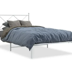 Estrutura de cama com cabeceira 100x200 cm metálico branco