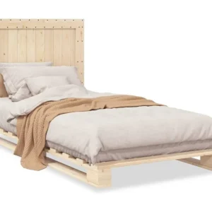 Estrutura de cama com cabeceira 100x200cm pinho maciço