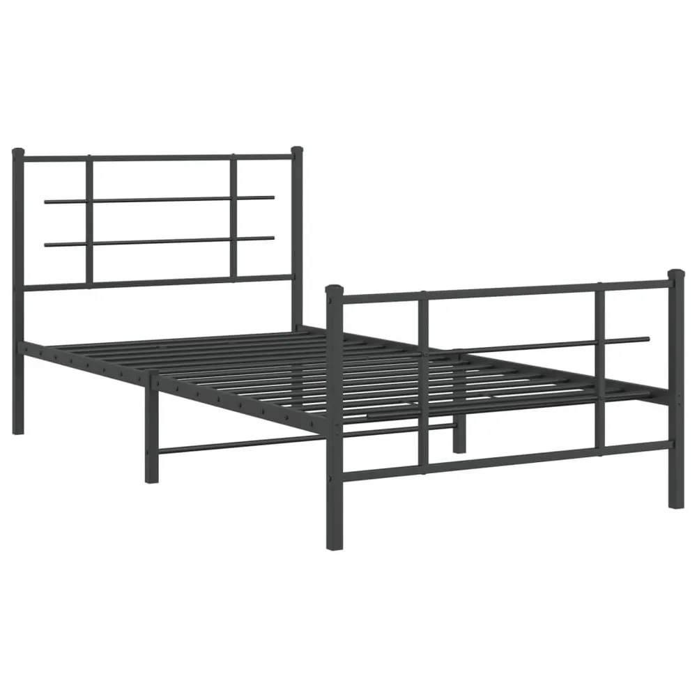 Estrutura de cama com cabeceira e pés 107x203 cm metálico preto
