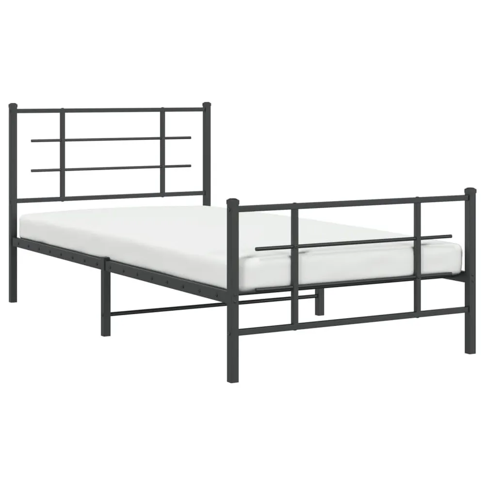 Estrutura de cama com cabeceira e pés 107x203 cm metálico preto