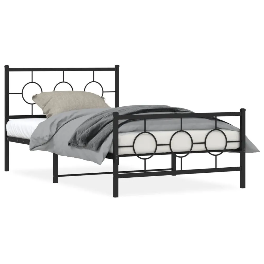 Estrutura de cama com cabeceira e pés 107x203 cm metálico preto