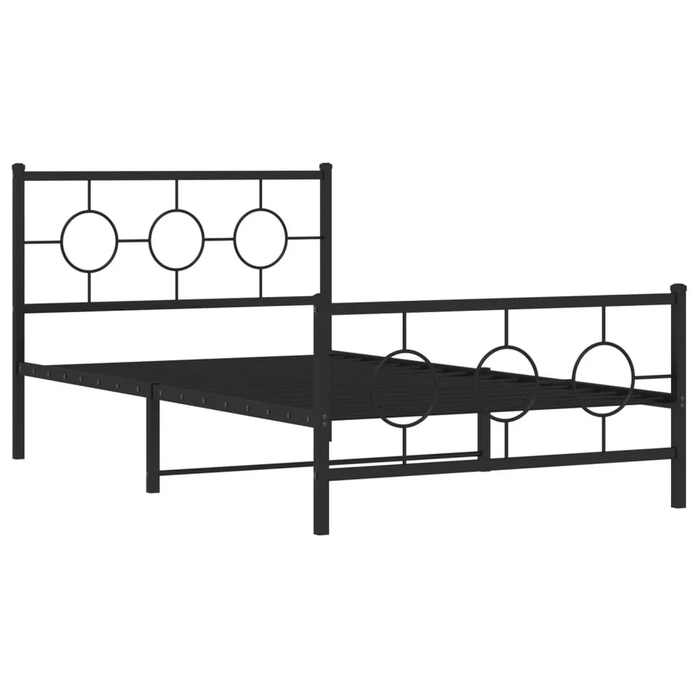 Estrutura de cama com cabeceira e pés 107x203 cm metálico preto