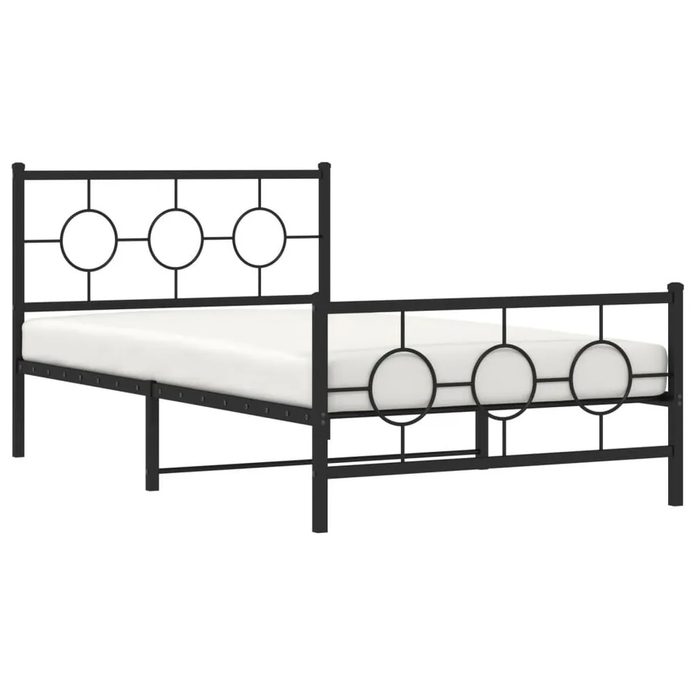 Estrutura de cama com cabeceira e pés 107x203 cm metálico preto