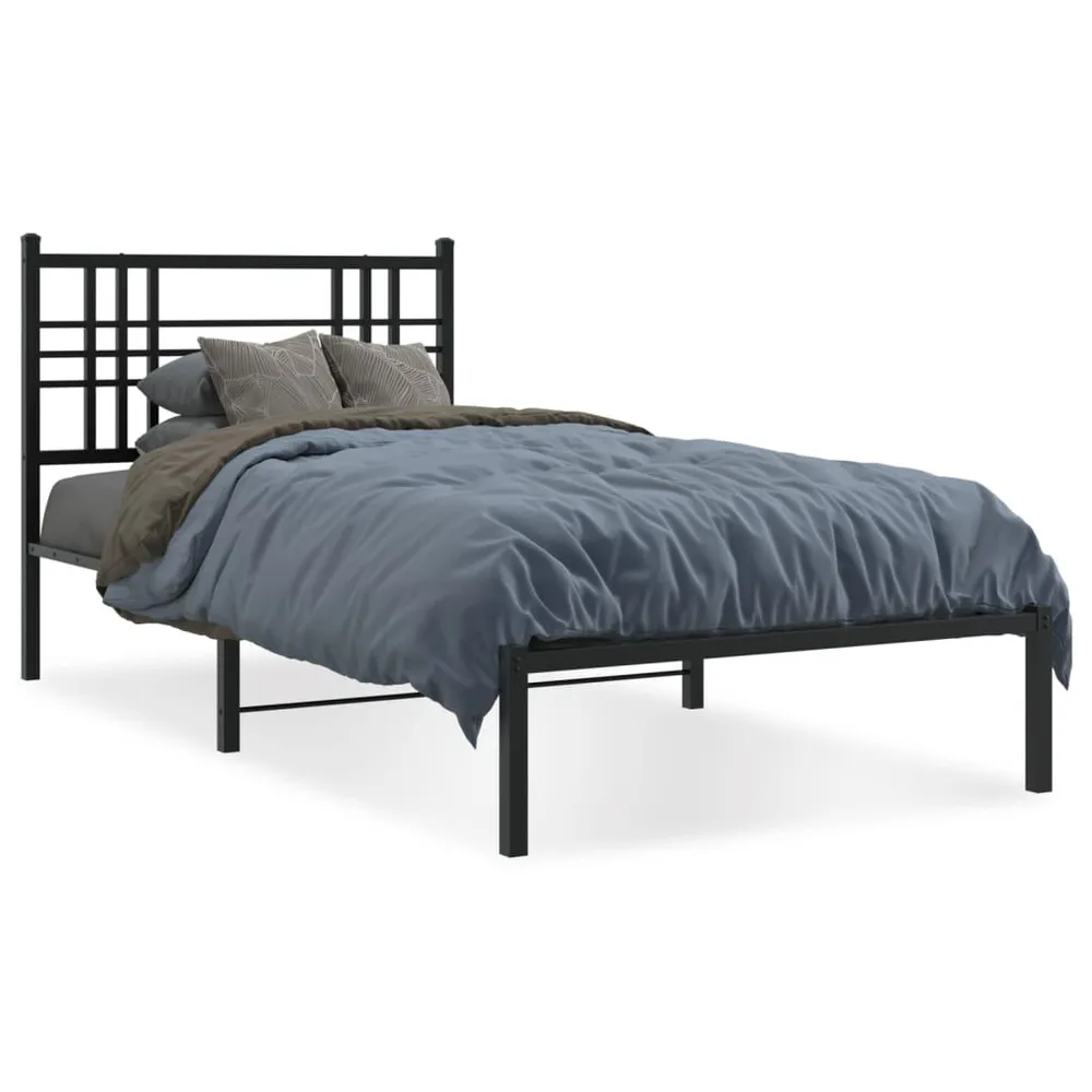 Estrutura de cama com cabeceira 107x203 cm metálico preto