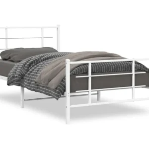 Estrutura de cama com cabeceira e pés 107x203 cm metálico branco