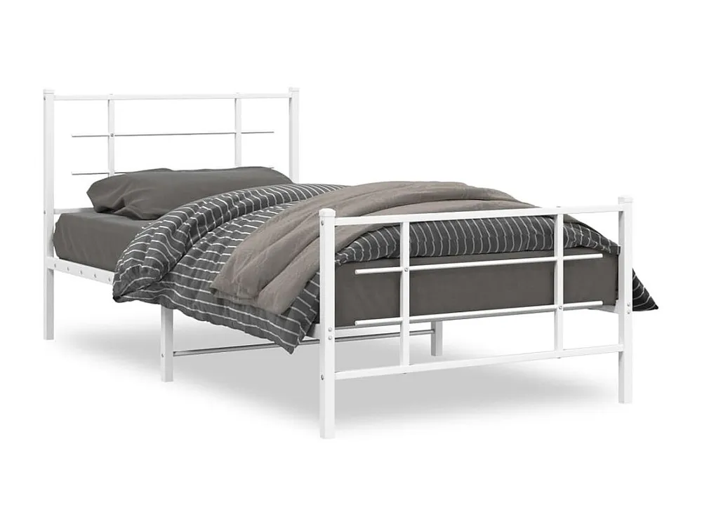 Estrutura de cama com cabeceira e pés 107x203 cm metálico branco