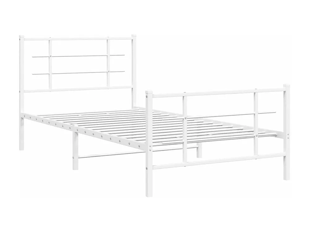 Estrutura de cama com cabeceira e pés 107x203 cm metálico branco