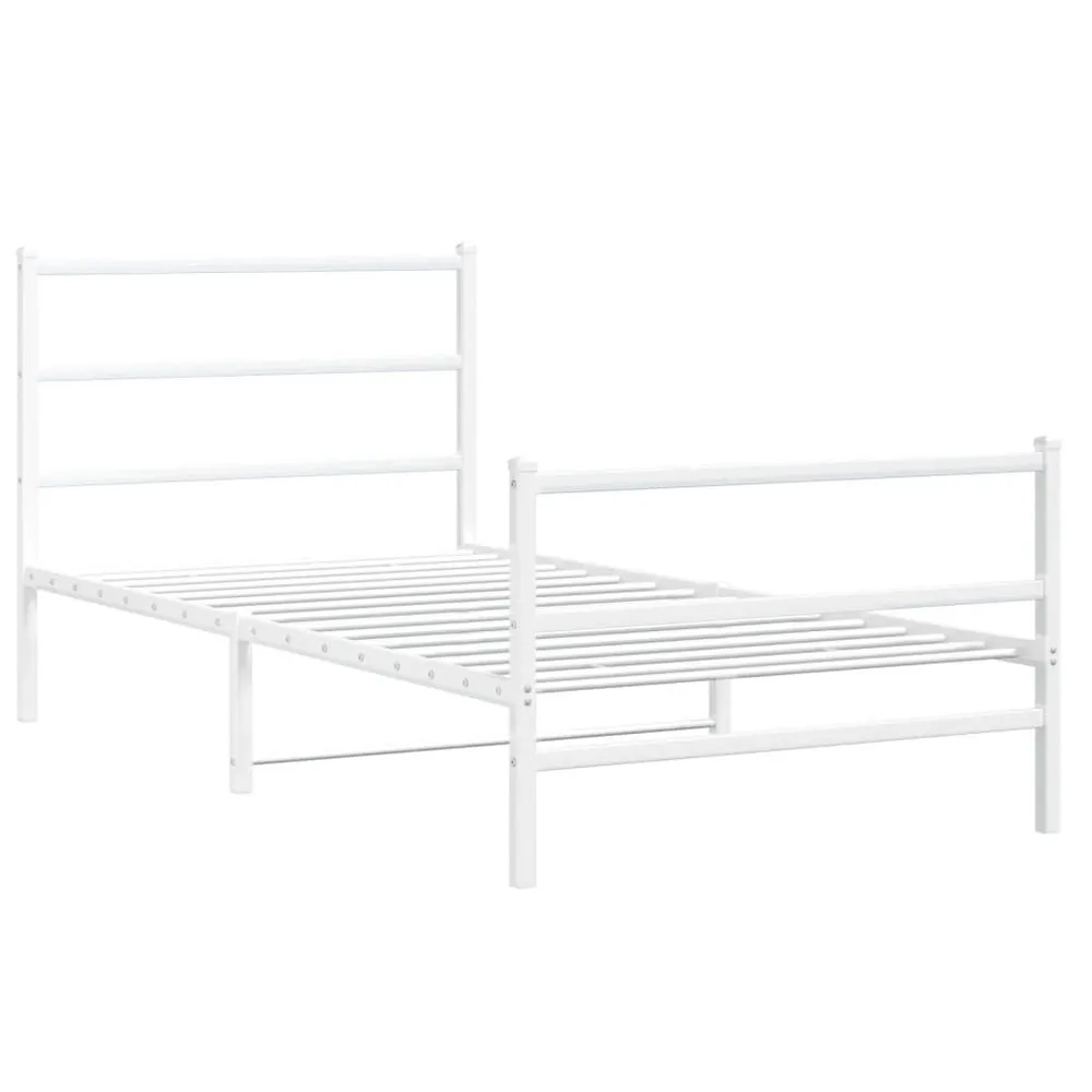 Estrutura de cama com cabeceira e pés 107x203 cm metálico branco