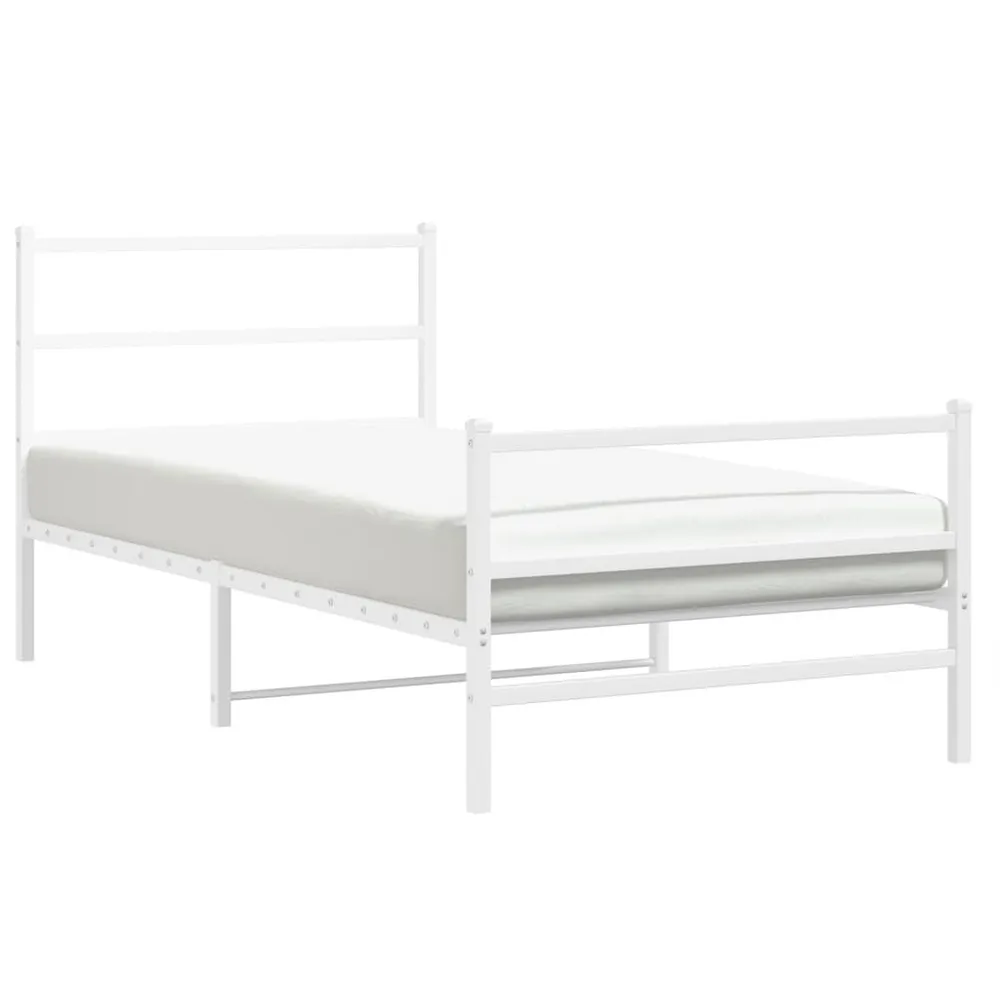 Estrutura de cama com cabeceira e pés 107x203 cm metálico branco