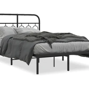 Estrutura de cama com cabeceira 120x190 cm metálico preto