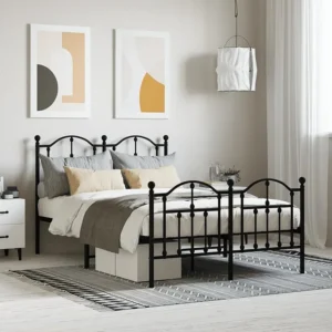 Estrutura de cama com cabeceira e pés 120x190 cm metálico preto
