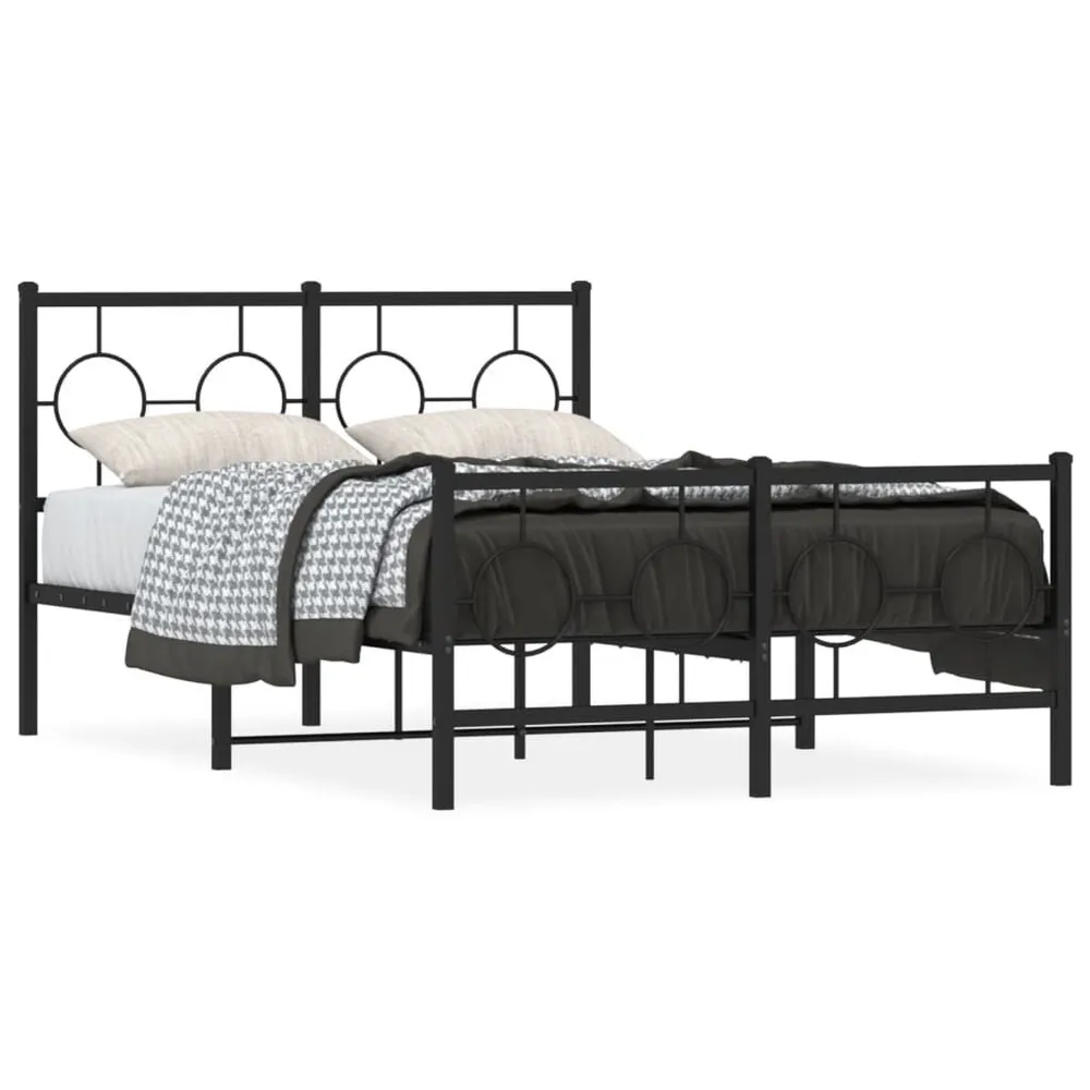 Estrutura de cama com cabeceira e pés 120x190 cm metálico preto