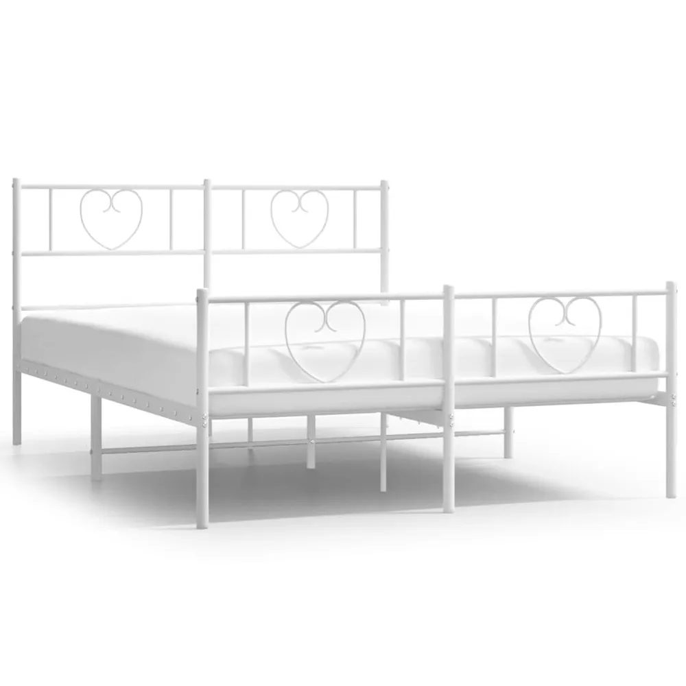 Estrutura de cama com cabeceira e pés 120x190 cm metálico branco