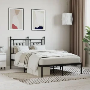 Estrutura de cama com cabeceira 120x190 cm metálico preto