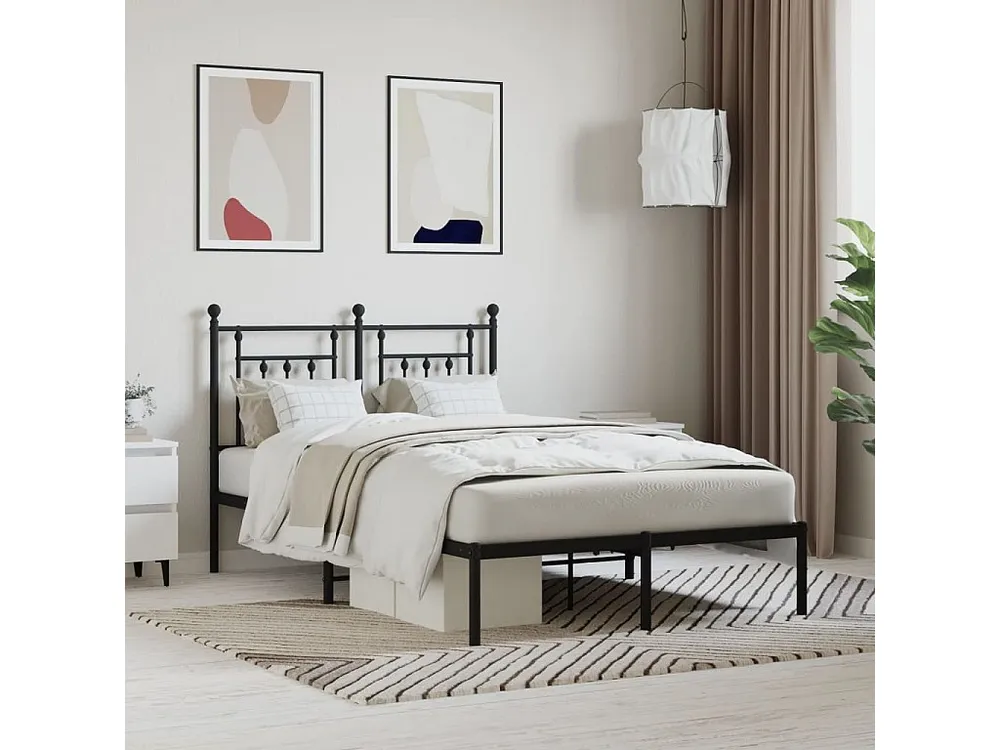 Estrutura de cama com cabeceira 120x190 cm metálico preto