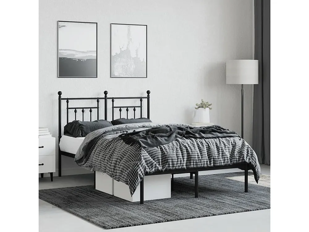 Estrutura de cama com cabeceira 120x190 cm metálico preto