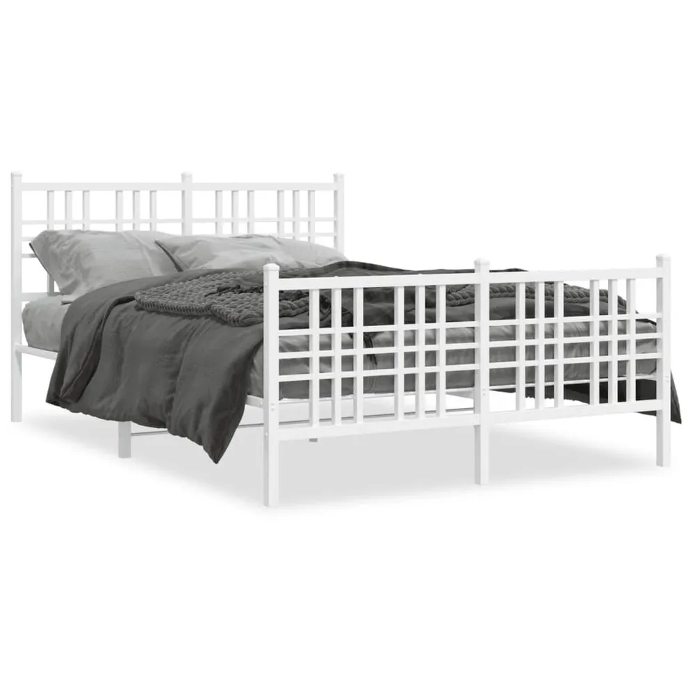 Estrutura de cama com cabeceira e pés 120x190 cm metálico branco