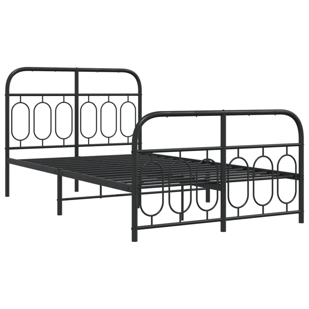 Estrutura de cama com cabeceira e pés 120x190 cm metálico preto