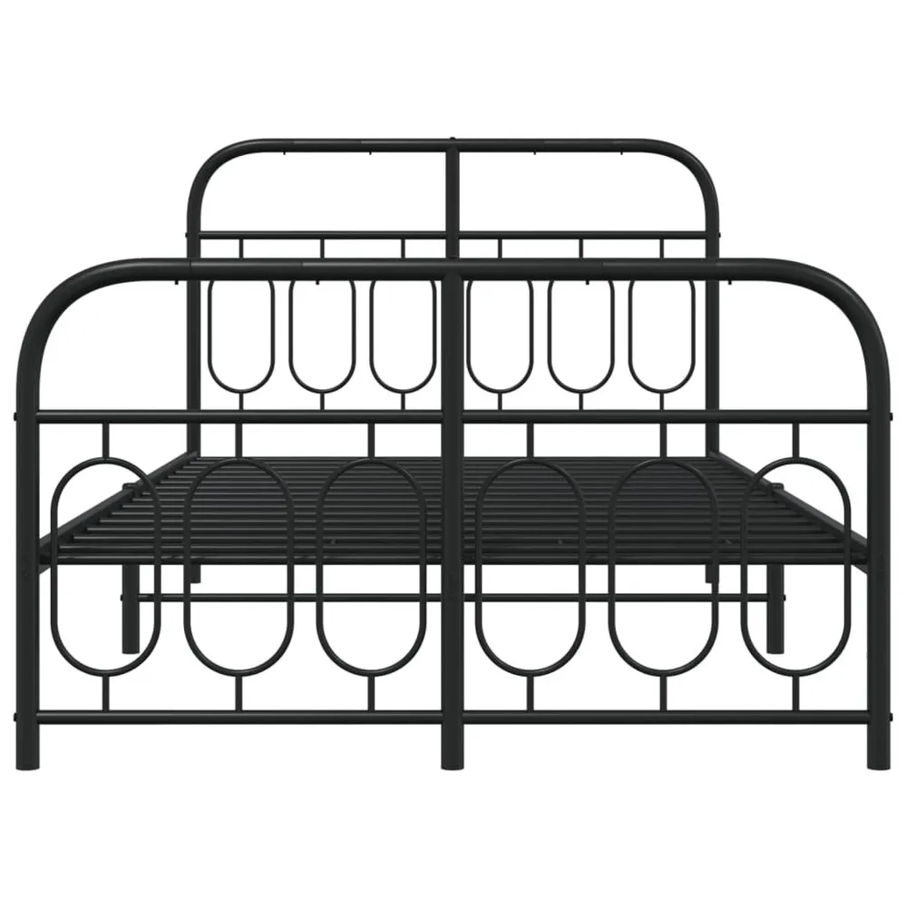 Estrutura de cama com cabeceira e pés 120x190 cm metálico preto