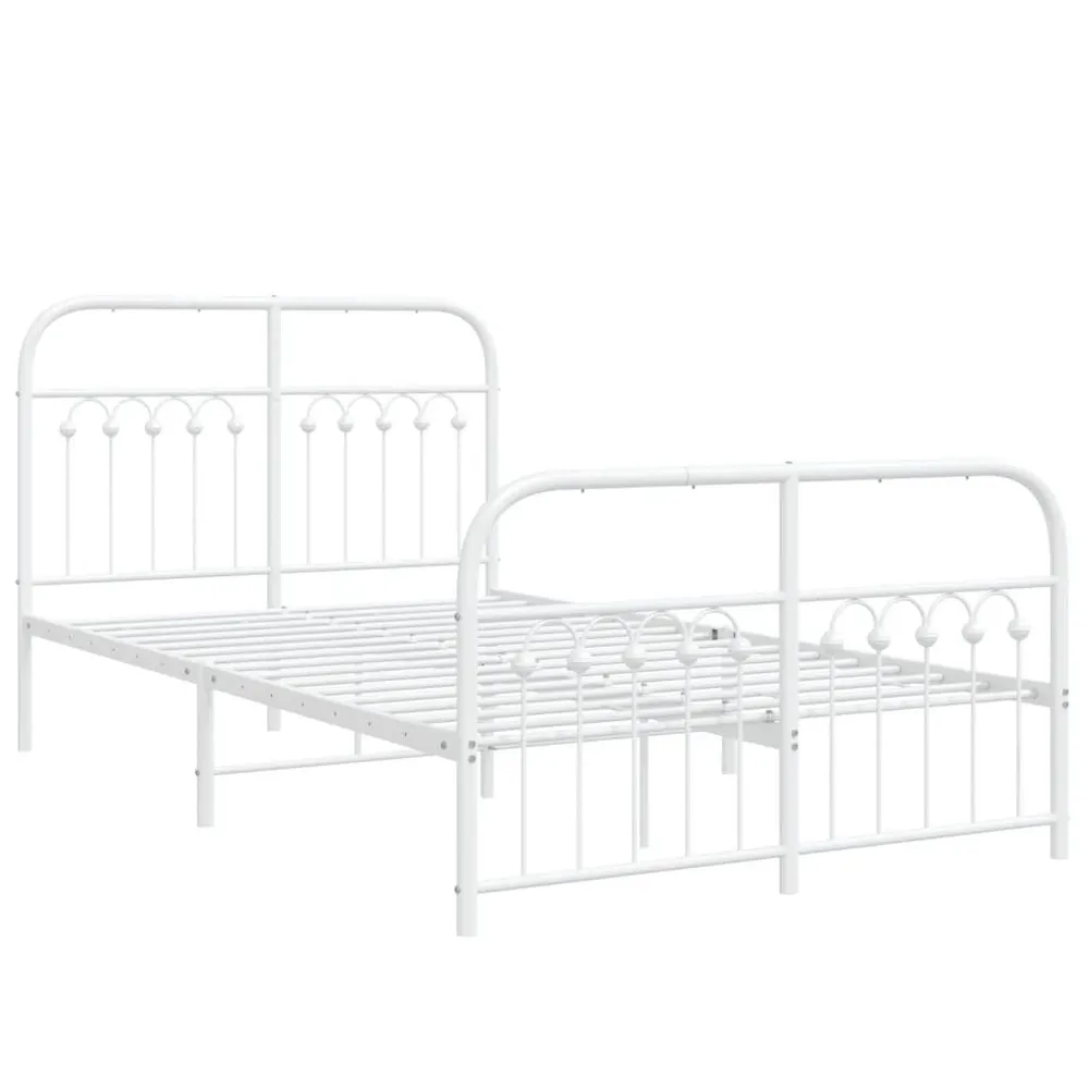 Estrutura de cama com cabeceira e pés 120x190 cm metálico branco