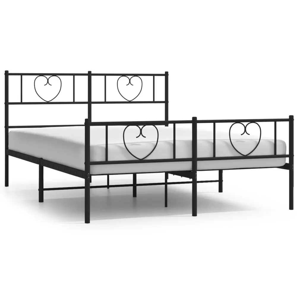 Estrutura de cama com cabeceira e pés 120x190 cm metálico preto