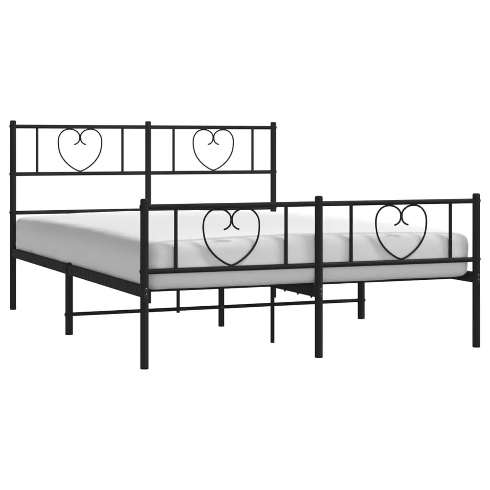 Estrutura de cama com cabeceira e pés 120x190 cm metálico preto
