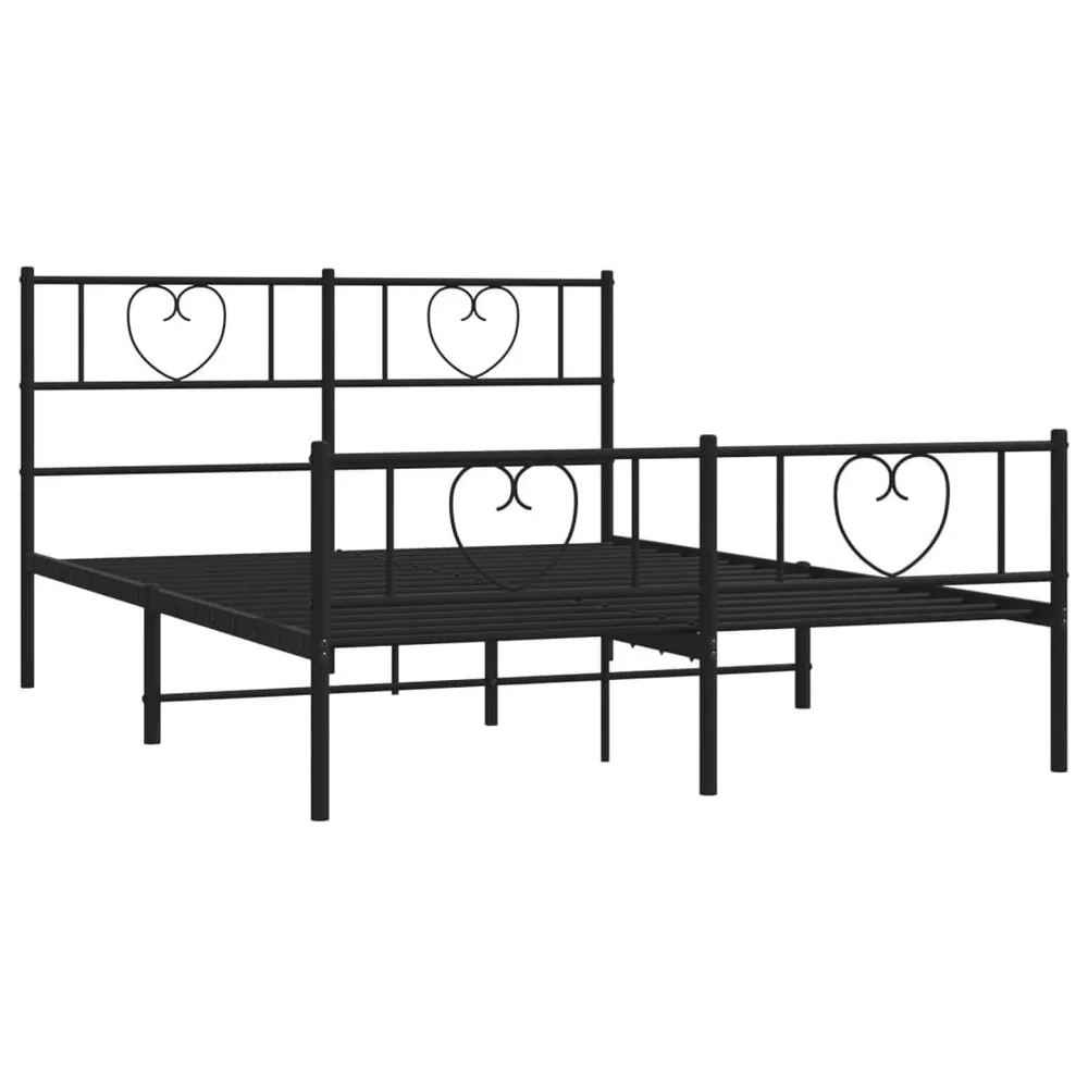 Estrutura de cama com cabeceira e pés 120x190 cm metálico preto