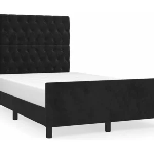 Estrutura de cama com cabeceira 120x190 cm veludo preto