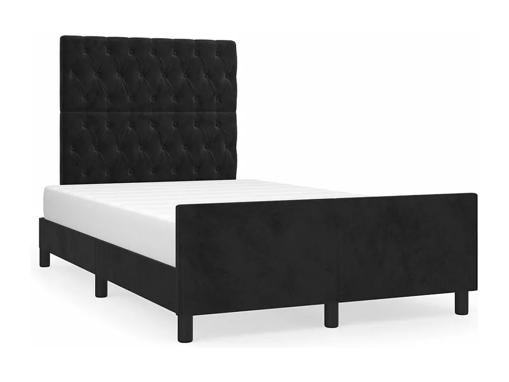 Estrutura de cama com cabeceira 120x190 cm veludo preto