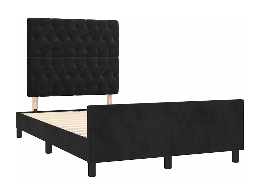 Estrutura de cama com cabeceira 120x190 cm veludo preto