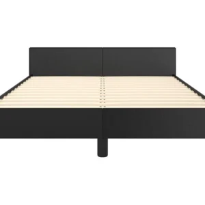 Estrutura de cama com cabeceira 120x190cm couro artificial preto