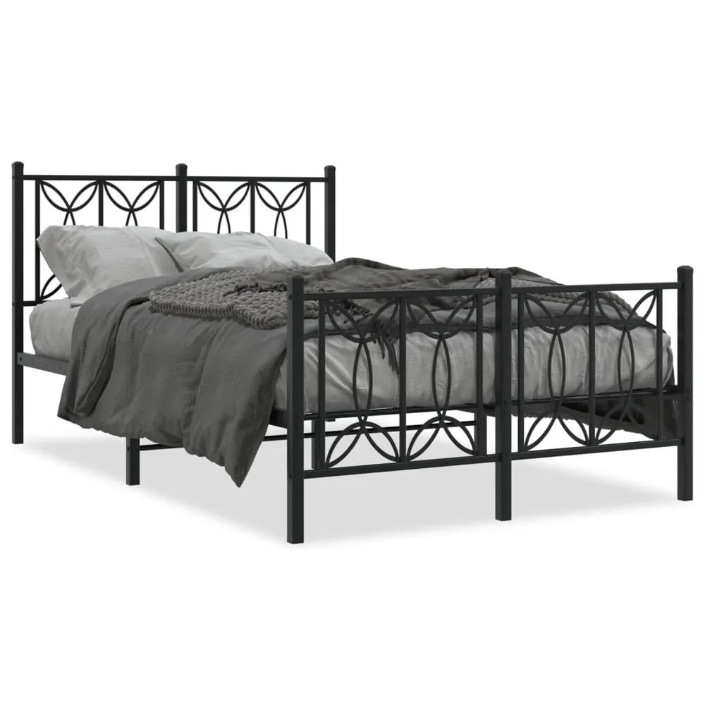 Estrutura de cama com cabeceira e pés 120x200 cm metálico preto