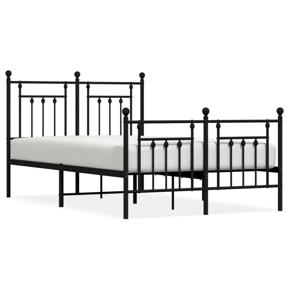 Estrutura de cama com cabeceira e pés 120x200 cm metálico preto