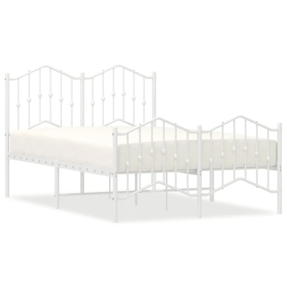 Estrutura de cama com cabeceira e pés 120x200 cm metálico branco