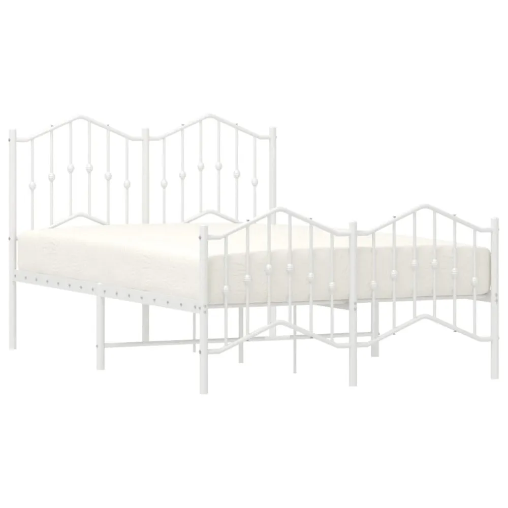 Estrutura de cama com cabeceira e pés 120x200 cm metálico branco
