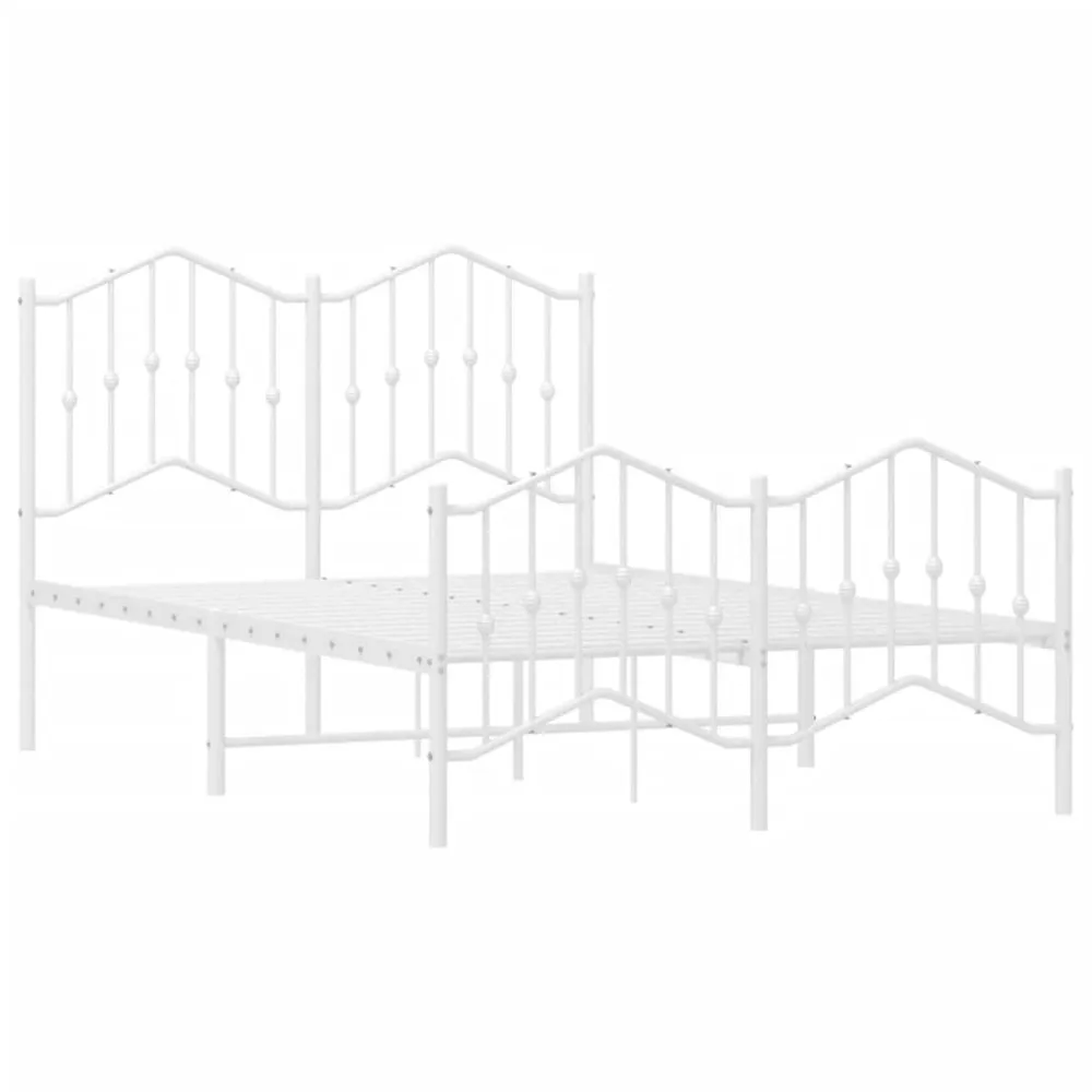 Estrutura de cama com cabeceira e pés 120x200 cm metálico branco