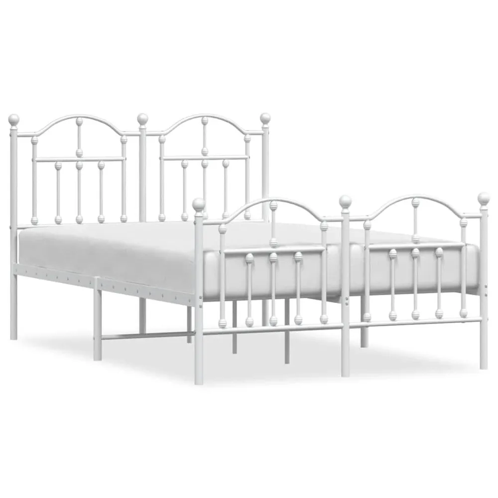 Estrutura de cama com cabeceira e pés 120x200 cm metálico branco